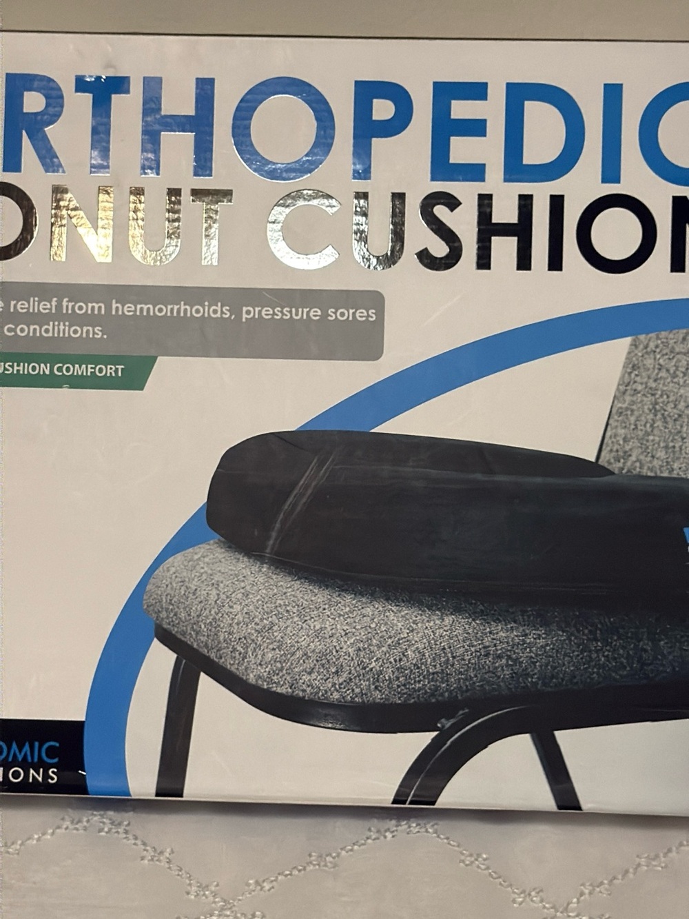 Black Orthopedic Donut Cushion - Picture 2 of 7